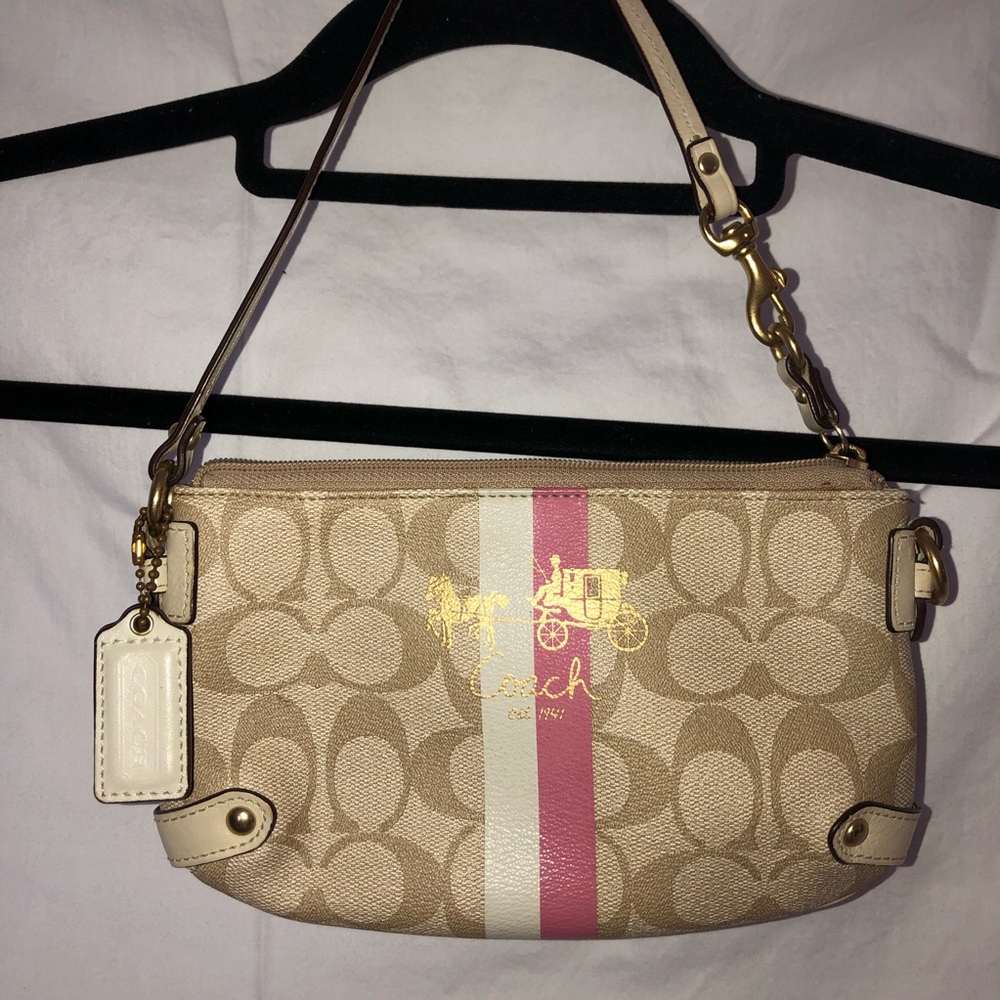 Coach Wristlet Clutch Purse with Stripe